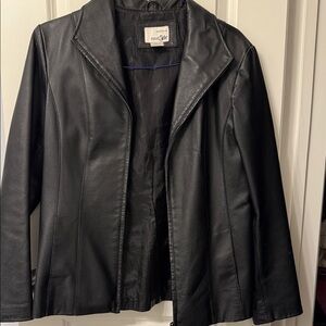 Essentials Women's Sleek Black Leather Jacket